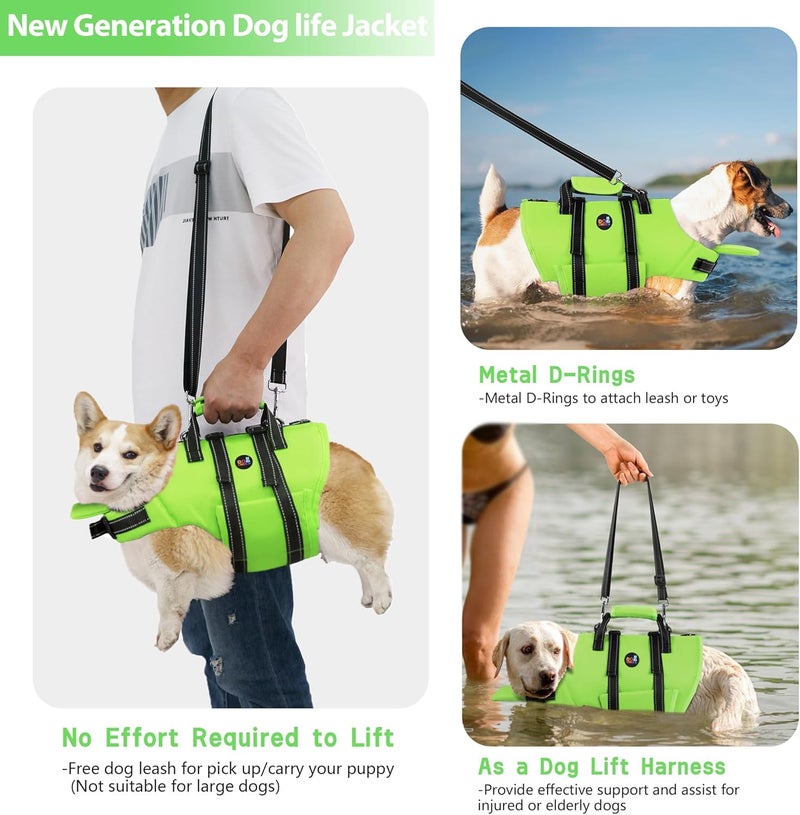 Dogcheer Dog Life Jacket with Back Zipper, High Buoyancy Puppy Swimming Vest, Dog Life Vest for Boating, Reflective Pet Floating Swim Vest PFD for Small Medium Large Dogs-Green,XL - Image 3